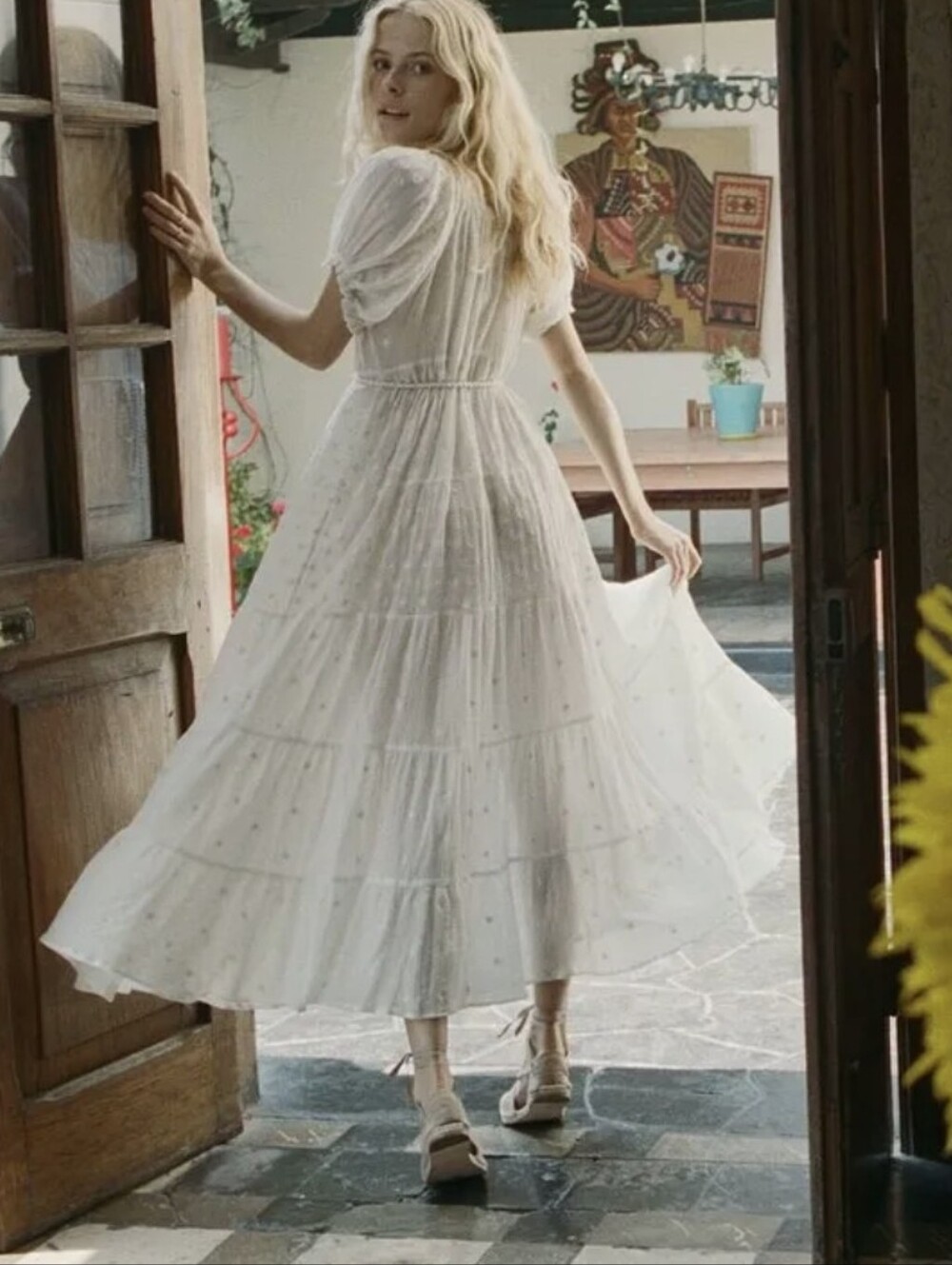 Women’s White Maxi Dress with Delicate Dot Detail